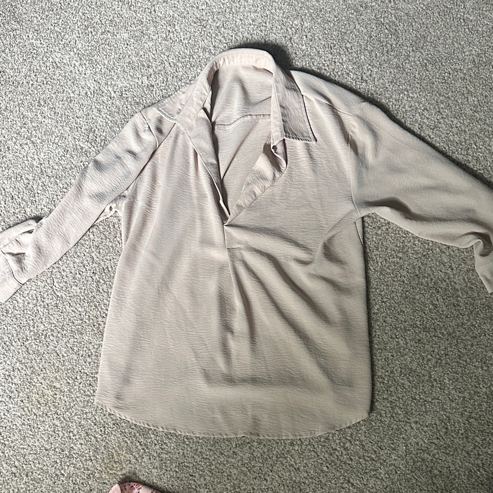Beige Long Sleeve Blouse